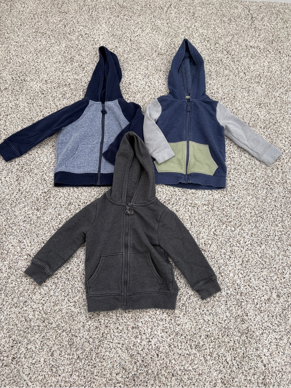 Cat & Jack Toddler Boy Full-Zip Fleece Hoodie Bundle Lot, 2T